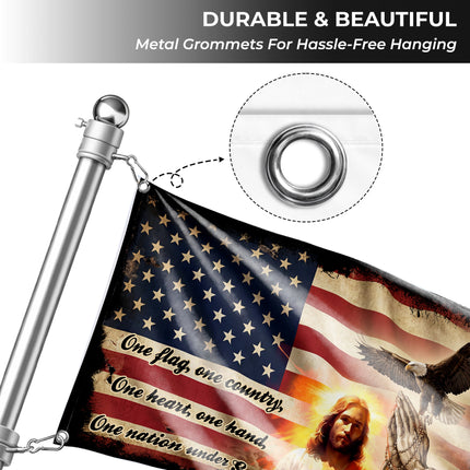 SP-01 One Nation Under God Christian Faith Grommet Flag