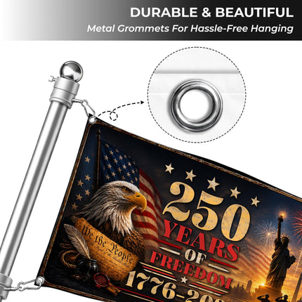 250 Years of Freedom Constitution Eagle Liberty America 250 House Flag