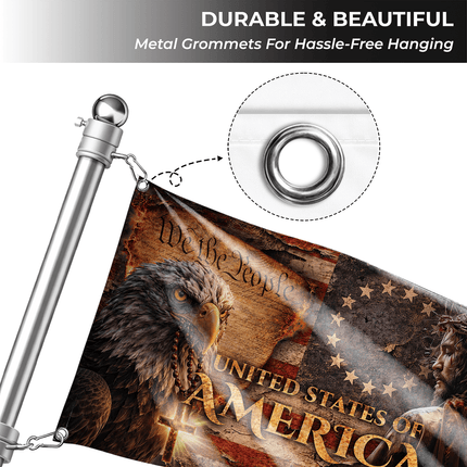 Patriotic Faith Jesus Eagle American House Flag
