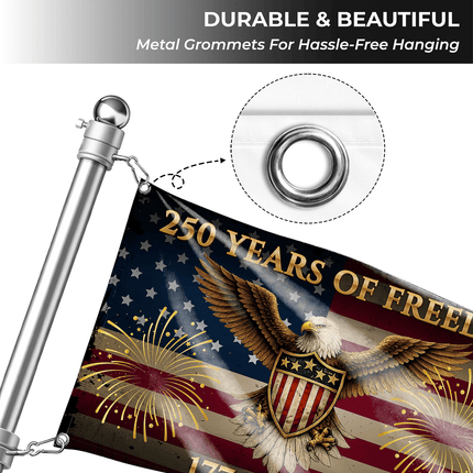 250 Years of Freedom Eagle Shield Fireworks America 250 House Flag