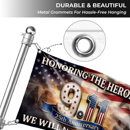Patriot Day 25th Anniversary Honoring Heroes 9.11 Memorial Grommet Flag