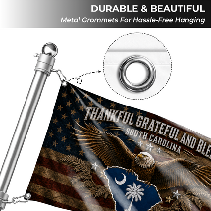 South Carolina Grommet Flag Thankful Grateful Blessed Eagle Palmetto