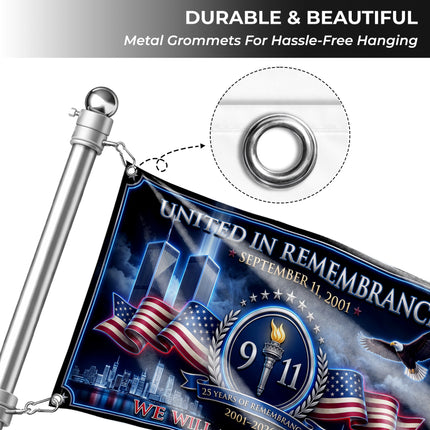 Patriot Day 25th Anniversary United in Remembrance 9.11 Grommet Flag