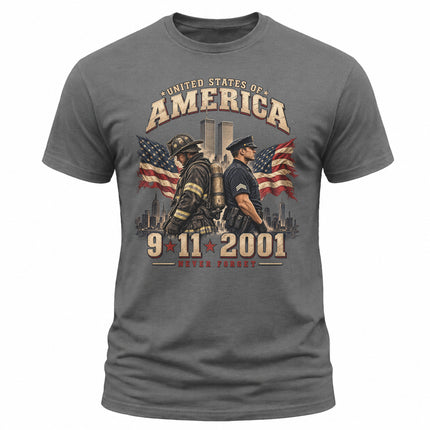 9/11 Never Forget Firefighter Police Officer Patriot Day Memorial T-Shirt