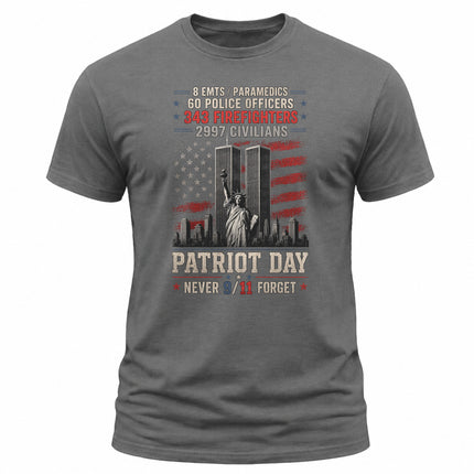 25th Anniversary Patriot Day 911 First Responders Never Forget Memorial T-Shirt