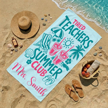 Personalized Teacher Beach Towel Summer Club Custom Name