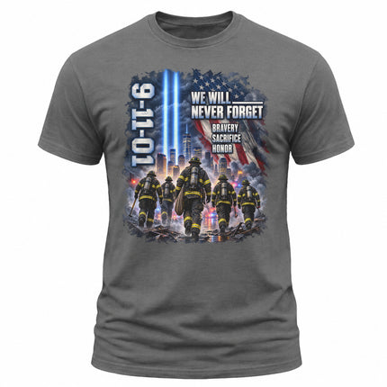 25th Anniversary Patriot Day 911 Firefighter Never Forget Memorial T-Shirt