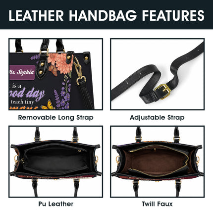 Personalized Teacher Leather Handbag Butterfly Tiny Humans