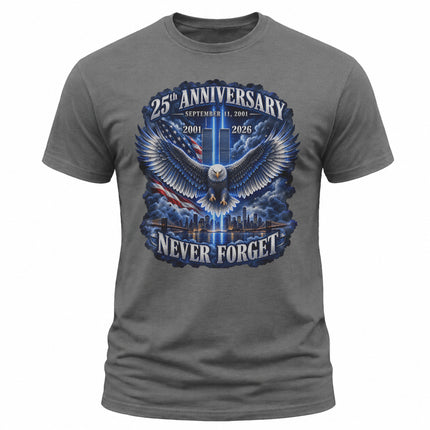 25th Anniversary Patriot Day 911 Eagle Twin Towers Never Forget T-Shirt