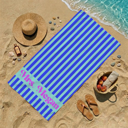 Personalized Teacher Beach Towel Striped Name