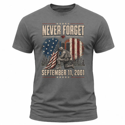 25th Anniversary Patriot Day Kneeling Soldier Never Forget T Shirt