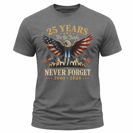 25th Anniversary Patriot Day 911 Never Forget American Eagle Memorial T-Shirt