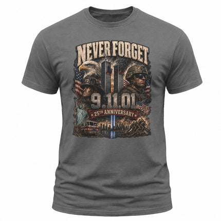 25th Anniversary Patriot Day Firefighter Soldier Eagle Tribute T Shirt