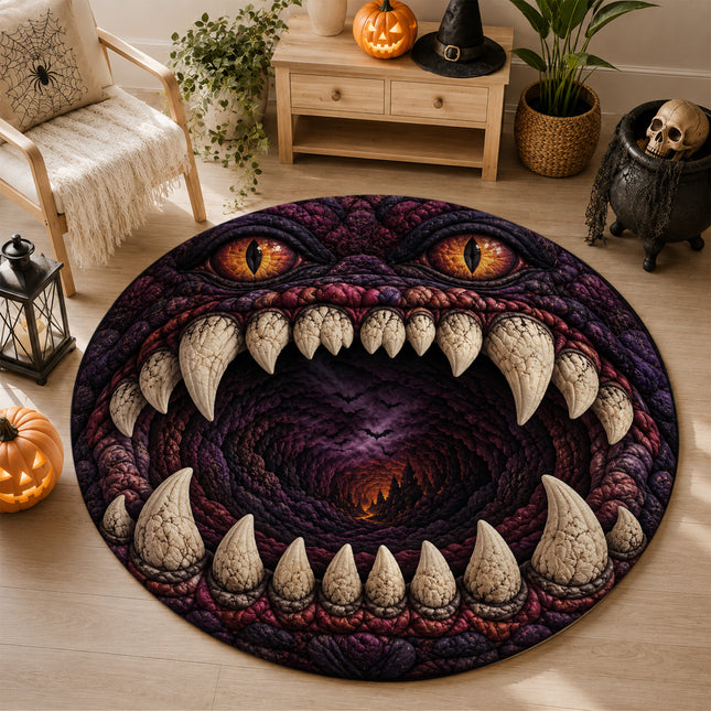 Halloween Round Rug Monster Mouth Spooky Doormat