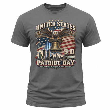 9/11 Patriot Day Never Forget American Eagle Liberty Bell Memorial T-Shirt