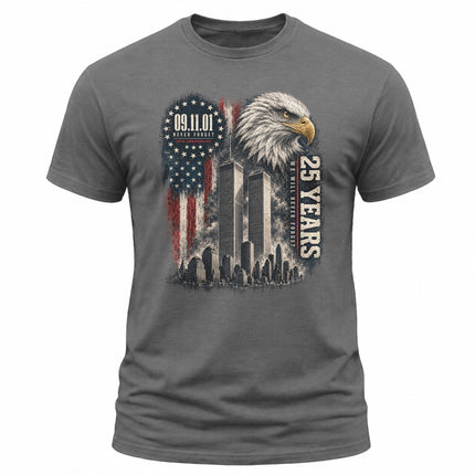 25th Anniversary Patriot Day 911 Never Forget Eagle Memorial T-Shirt