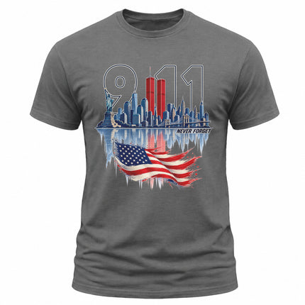 9/11 Never Forget Patriot Day New York City American Flag Memorial T-Shirt