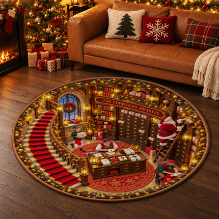 Santa Workshop Round Rug Christmas Archives Holiday Doormat