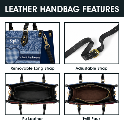 Personalized Teacher Leather Handbag Denim Patchwork Cross