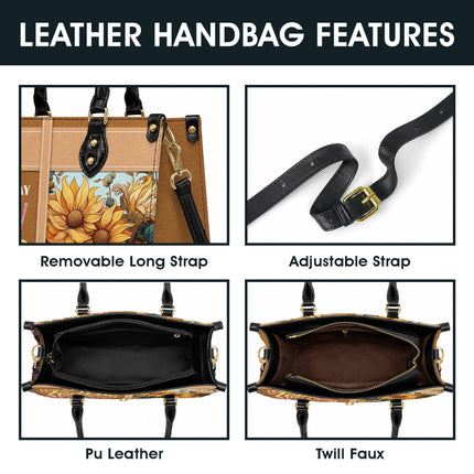 Personalized Teacher Leather Handbag Sunflower Teach Tiny Humans