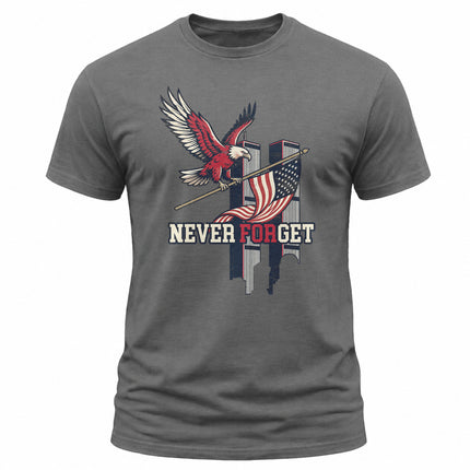 9/11 Never Forget Bald Eagle American Flag Patriot Day Memorial T-Shirt