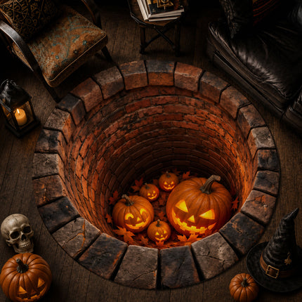 Halloween Round Rug Jack O Lantern Brick Well 3D Illusion Doormat