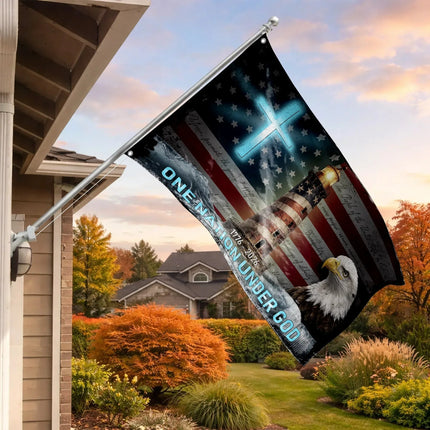 One Nation Under God Christian Patriot House Flag America 250 HOF8 - Charming Present