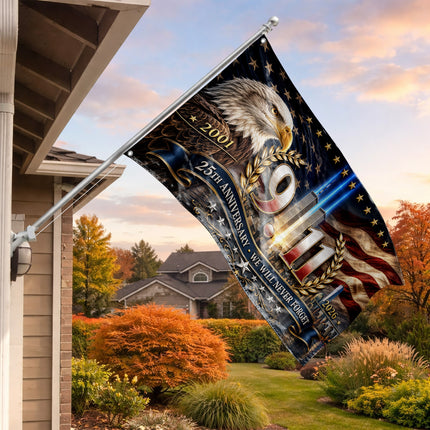 Patriot Day 25th Anniversary Eagle Laurel Never Forget Grommet Flag