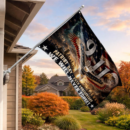 Patriot Day 25th Anniversary Soaring Eagle Never Forget Grommet Flag