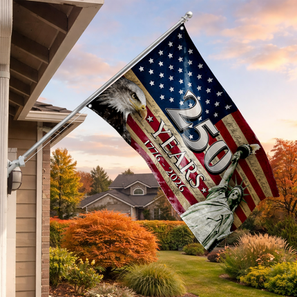 America 250 Years Anniversary Patriotic Eagle Flag HOF3