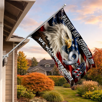 Patriot Day 25th Anniversary Bald Eagle Never Forget Grommet Flag