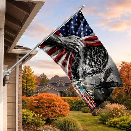 God Bless America Jesus Eagle Grommet Flag