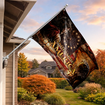 Patriotic Faith Jesus Eagle American House Flag
