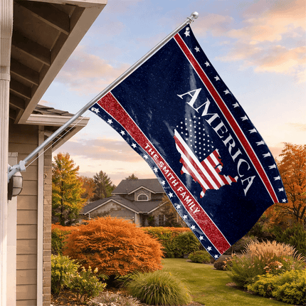 Personalized America USA Map Patriotic American House Flag