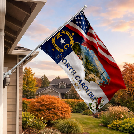 North Carolina Grommet Flag State Map Lighthouse Cardinal
