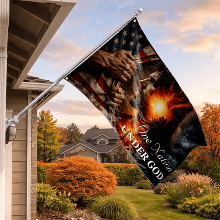 One Nation Under God Radiant Cross Jesus Flag