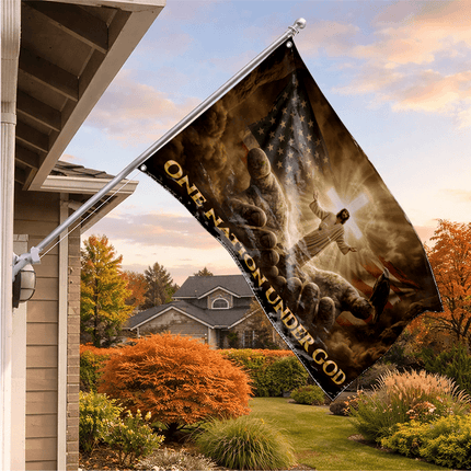 One Nation Under God Hands Jesus Grommet Flag