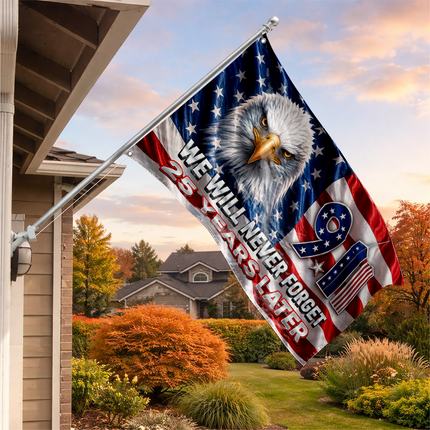 Patriot Day 25th Anniversary Stars Stripes Bald Eagle Grommet Flag