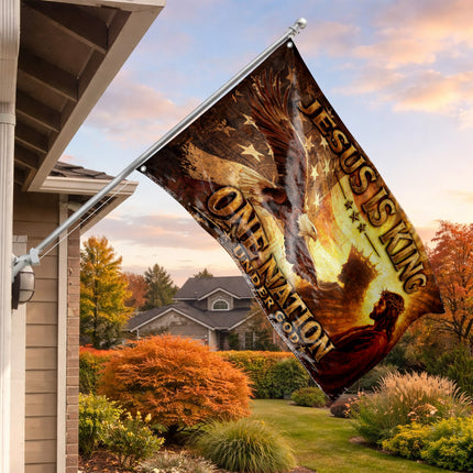 SP-01 Jesus Is King One Nation Under God Christian Flag Fourth of July Easter