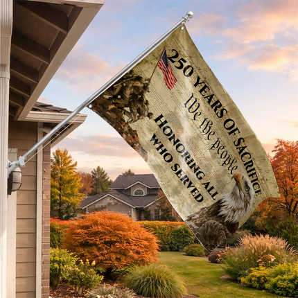 US Veteran 250 Years of Sacrifice Iwo Jima Parchment Eagle House Flag