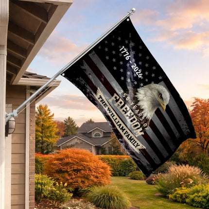 Personalized 250 Years of Freedom Vintage Eagle House Flag