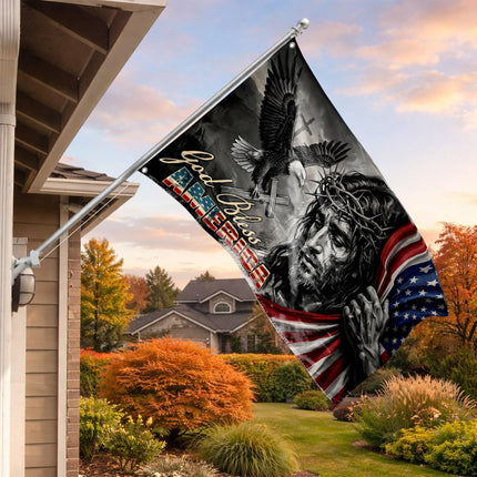 God Bless America Jesus Eagle Grommet Flag