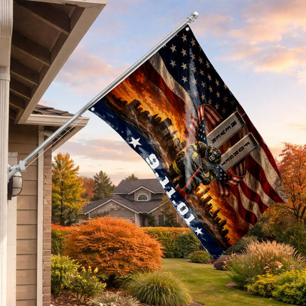 Patriot Day 25th Anniversary 343 Firefighter Never Forget Grommet Flag