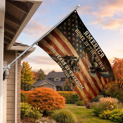 America Home of the Brave Iwo Jima 250 Years of Freedom House Flag