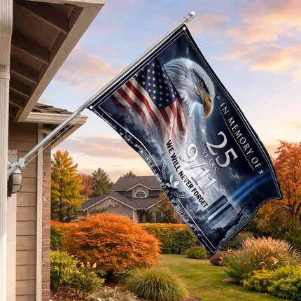 Patriot Day 25th Anniversary Eagle Tribute in Light Memorial Grommet Flag
