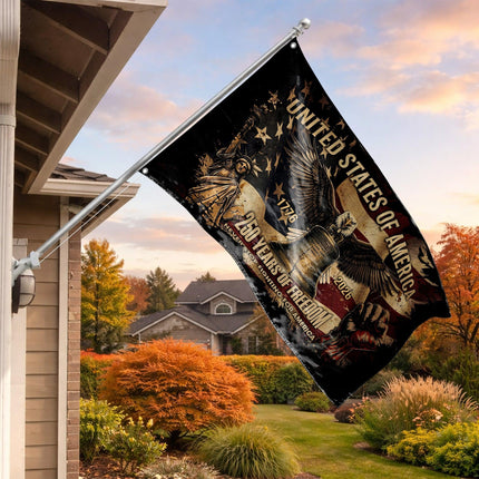 United States of America 250 Years of Freedom Never Stop Fighting Raised Fist House Flag