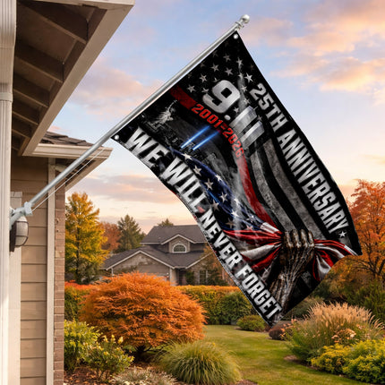 Patriot Day 25th Anniversary Thin Red Line Never Forget Grommet Flag