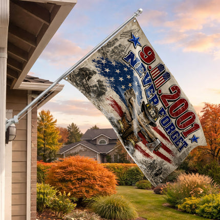 Patriot Day 25th Anniversary 343 Firefighter Cross Never Forget Grommet Flag