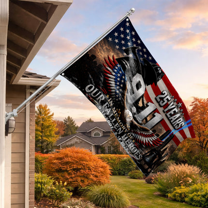 Patriot Day 25th Anniversary Fallen Heroes Eagle Firefighter Flag