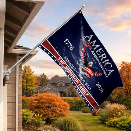 Personalized America 250th Anniversary Semiquincentennial House Flag HOF24 - Charming Present